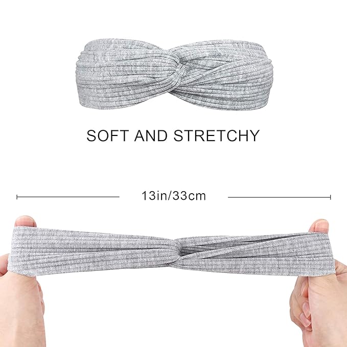 DRESHOW 10 Pack Boho Headbands for Women Girls Elastic Back Criss Cross Hair Band Twisted Head Wrap Solid Hair Accessories