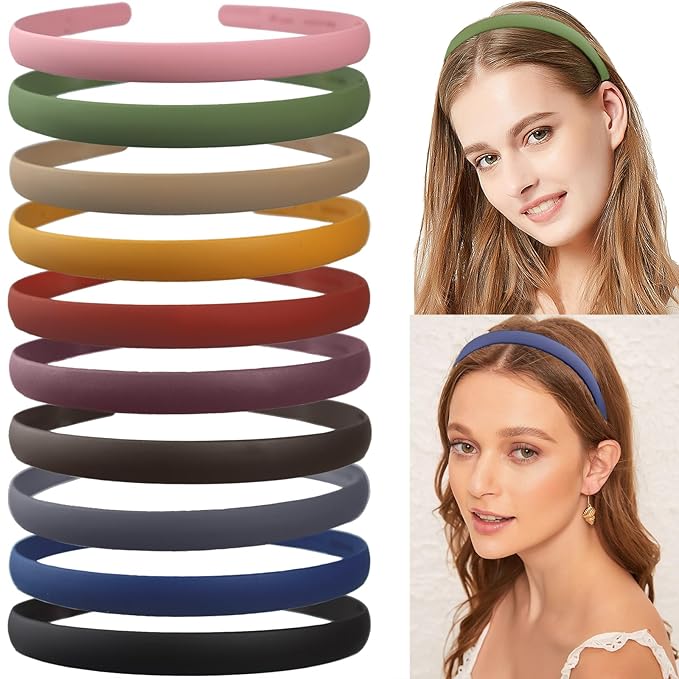 LAPOHI 10 PCS Colorful Fashion Effortless Plastic Headbands No Slip Comb Hair Bands for Women, Men, Teen Girls