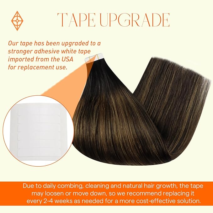 Full Shine Tape in Hair Extensions Human Hair 22 Inch 1B Off Black Fading To 6 Brown and 1B Black Balayage Tape in Extensions Remy Hair Seamless Tape Extensions Tape ins 50G 20 Pcs