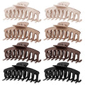 TOCESS Hair Claw Clips for Women - 8PK Large Neutral Matte Jumbo Hair Clips for Thick, Thin, Long, Short, Curly Hair Girls, Big Jaw Clip Set for Daily Use