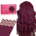 WENNALIFE Tape in Hair Extensions Human Hair, 20pcs 30g 10 inch Light Burgundy Remy Hair Extensions Straight Human Hair Tape in Extensions Skin Weft Tape Extensions Human Hair