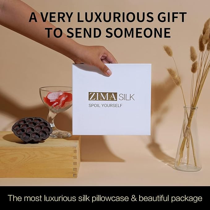 ZIMASILK 25 Momme 100% Pure Mulberry Silk Pillowcase for Hair and Skin Care, Highest Grade 6A Pillow Cases for Women, Long-Lasting Durablity, Gift for Women Men, 1Pc (Standard 20"x26", Black)