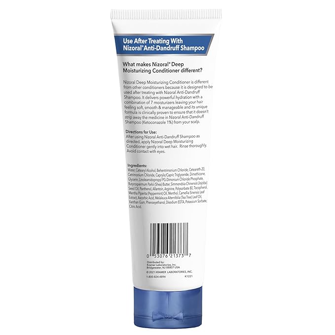 Nizoral Deep Moisturizing Conditioner with Mint & Tea Tree Oil for All Hair Types - Free of Sulfates, Parabens, Artificial Fragrances and Dyes, 9.4 oz