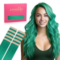WENNALIFE Tape in Hair Extensions Human Hair Green Tape in Extensions, 10pcs 30g 22 inch Remy Invisible Tape Ins Straight Colored Soft Real Human Hair Tape in Extensions Refill Set Extensions