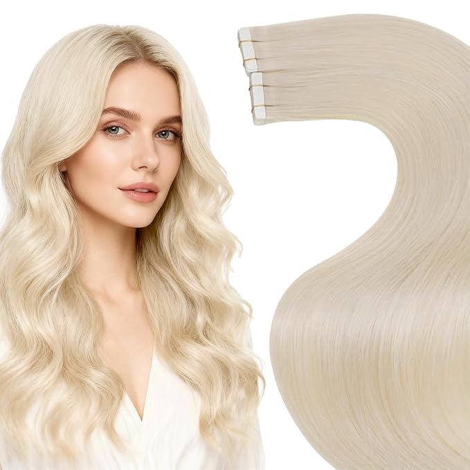 LaaVoo Tape in Hair Extensions Human Hair Blonde Invisible Tape Hair Extensions Real Human Hair Seamless 18 Inch 50g 20pcs