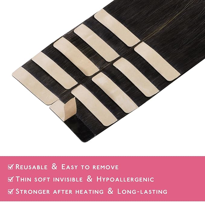 WENNALIFE Tape in Hair Extensions Human Hair Balayage Natural Black to Chestnut Brown Tape in Extensions, 10pcs 30g 26 inch Remy Invisible Tape Ins Straight Soft Real Human Hair Tape in Extensions