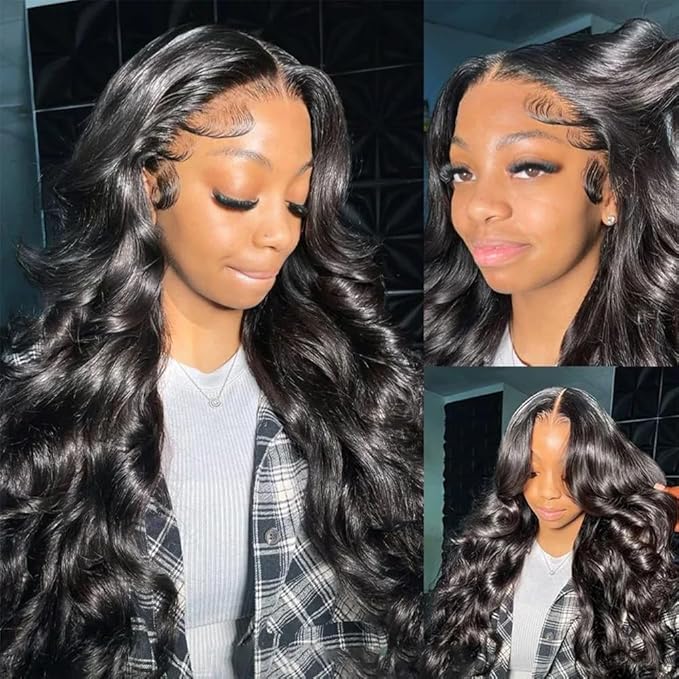 13x6 Body Wave Lace Front Wigs Human Hair Pre Plucked 200 Density HD Transparent Lace Frontal Wigs Human Hair for Women 9A Glueless Wigs Human Hair with Baby Hair 20Inch