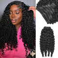 Burmese Curly Clip in Hair Extensions Real Human Hair, 8Pcs Remy Human Hair Clip in Extensions for Women, Natural Soft Human Hair, 120g 22inch #1B Natural Black