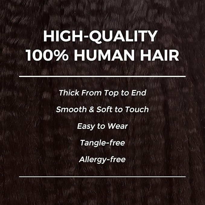 Lashey Seamless Clip in Hair Extensions Human Hair 130g 18 Inch 9pcs #2 Dark Brown Kinky Straight Full Pack Clip in Hair Extensions for Women