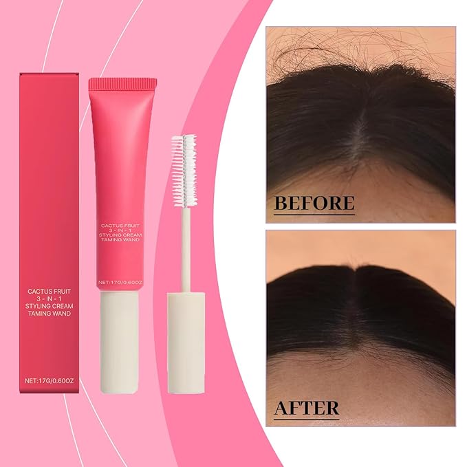 3-In-1 Hair Cactus Fruit Styling Cream & Hair Taming Wand– Hair Care Styling Cream,Tame Flyaways,Style Edges,Natural Shine,Light and Non-Greasy ﻿ (1 PCS)