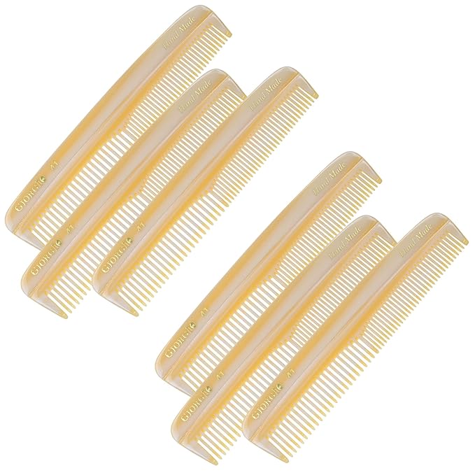 Giorgio G41 Fine and Wide Tooth Pocket Comb - Hair Styling for Men and Women, Handmade Beard and Mustache Grooming, Barber Comb, Saw Cut and Polished for Travel