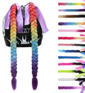 SEGO 1PCS/2PCS Helmet Pigtail Braids with Detachable Suction Cup Bowknot Ponytail Hair Many Colors (Helmet not Included)