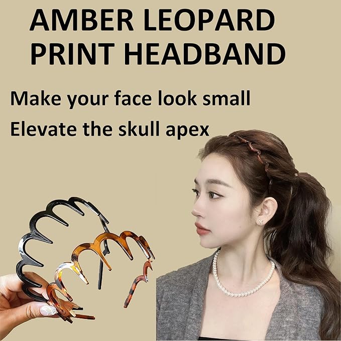 5 PCS Zig Zag Headbands for Women Non Slip, Recycled Plastic Tortoise & Black Headbands with Teeth for Slicked Back Styles, high skull headband Comfortable Comb Hairbands for Women & Girls