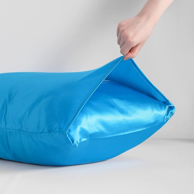 NTBAY 12 Pack Satin King Pillowcases for Hair and Skin, Luxurious and Silky Pillow Cases with Envelope Closure, 20 x 36 Inches, Royal Blue