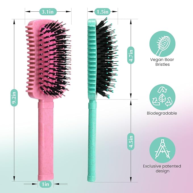 Curly Hair Brush 2 Pack, Volume Curl Defining Brush for Effortlessly Detangling Shaping and Styling Women's Curls, Reduce Pulling