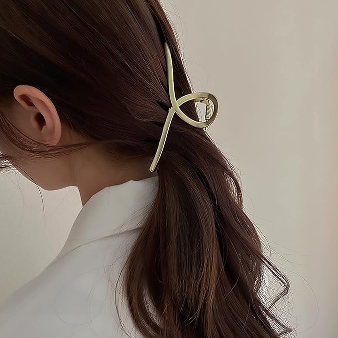 2Pack Matte Metal Hair Claw Clips Strong Hold No Slip Hair Clamp for Thin and Thick Hair Accessoriesas Gift for Women Girls (2pcs/box,Matte Gold & Rose Gold)