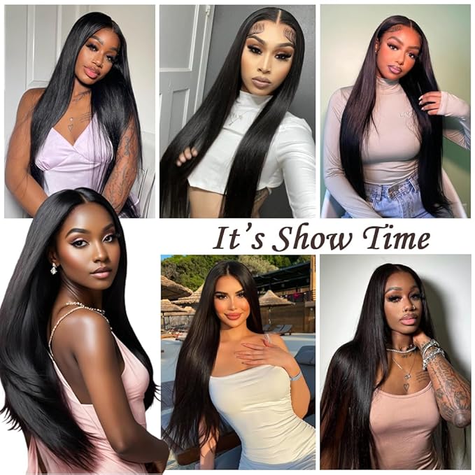 32 Inch 13x6 Lace Front Wigs Human Hair 200 Density HD Full Frontal Straight Lace Front Real Human Hair Wigs Pre Plucked for Women Tiny Knots No Tangle Minimal Shedding Longer Lifespan