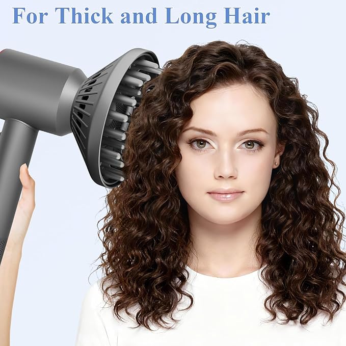 6-Inch Diffuser Attachment for Dyson Hair Dryers, Curl-Enhancing Large Diffuser Compatible with Dyson Supersonic Hair Dryer Attachment, Faster Drying Defines Curls for Waves Curls Coils Hair