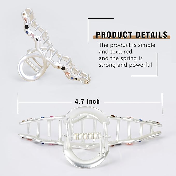 Large Metal Hair Claw Clips for Thick Hair 4.7 Inch Big Matte Metal Hair Clip for Women Strong Hold Claw Barrettes for Long Hair New Hair Accessories (Style 1)