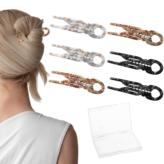 Sunolga 6pcs Prestige French Hair Pins for Women, 4.38" Large, Serrated Anti-Slip Design, Curved Shape for Better Head Fit, Coquette Elegant Hair Accessories for Updos, Chignon, Bun Hairstyles
