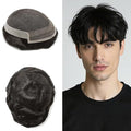 Toupee For Men Swiss Lace Hair System For Mens ToupeeL Human Hair Lace Hair Piece For Mens Toupee Hair Units 8X10#1B Off Black 120% Density
