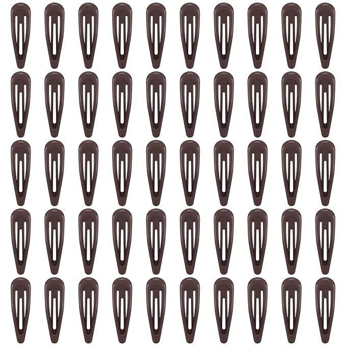 Glossy Brown Snap Hair Clips by FLAREANN – 50 PCS 2 Inch Non-Slip Metal Hair Barrettes for Women in Warm Neutral Brown Tones – Everyday Minimalist Hair Accessories