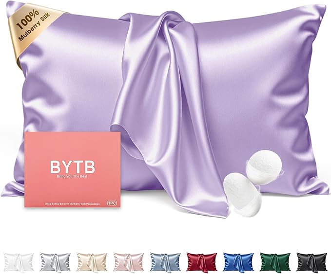 Silk Pillow Cases King Size 100% Mulberry Silk Pillowcase for Hair & Skin 22 Momme Both Sided Grade 6A Silk Cooling Soft Breathable 20 x 36 Inches with Hidden Zipper 1PC, Lavender