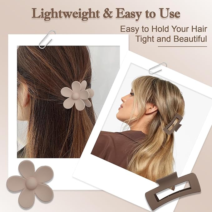 10PCS Non-Slip Pink Hair Clips Jaw Clips for Thick Hair Clamp Flower Non-Slip Hair Accessories with Multi-Styles for Women Girls