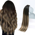 Sunny Hair Tape in Hair Extensions Real Human Hair Invisible Remy Hair Extensions Tape ins for Women Natural Black Ombre Dark Brown Balayage Ash Blonde 22 inch 20Pcs 50G