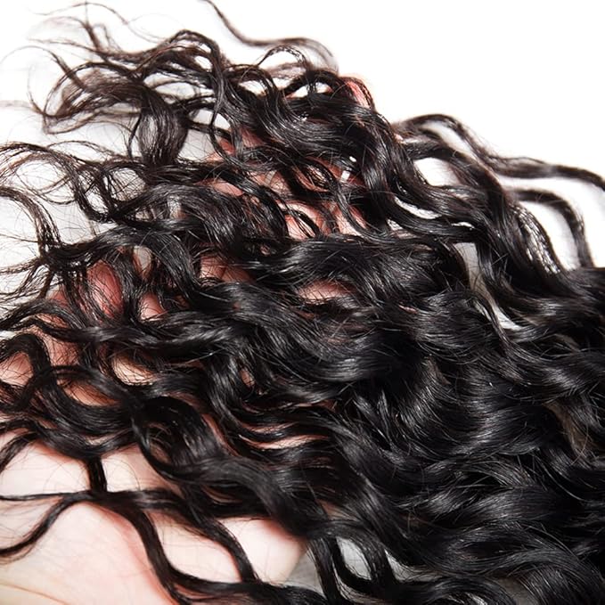 Human Hair Bundles Natural Black Water Wave Bundles 20 Inch Niegmeag Brazilian Virgin Soft and Silky Remy Hair Extensions Color 1B Wet and Wavy Bundle 100g