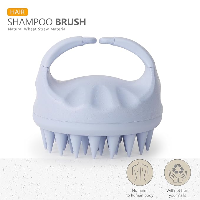 Sndyi Scalp Massager Shampoo Brush, Scalp Scrubber with Soft Silicone Bristles, Scalp Exfoliator for Dandruff Removal, Scalp Massager for Hair Growth, Wet Dry Hair Brush for Scalp Care, Sky Blue
