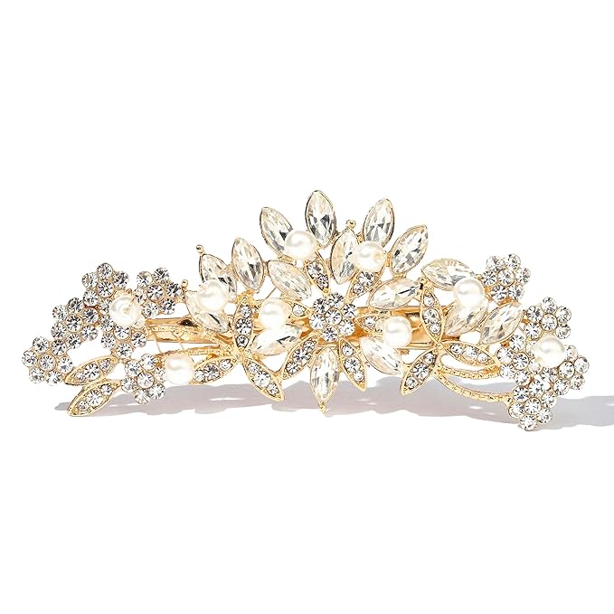 Crystal Rhinestone Pearl Hair Comb Gold Wedding Bridal Hair Pins Accessory