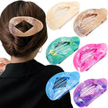 Marble Flat Round Hair Clips Duckbill Large Claw Clips for Thick Medium Thin Hair 6Pcs Non Slip Oval French Barrettes Accessories for Women Girls
