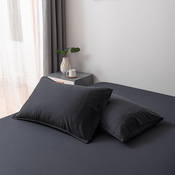 Bella Coterie | Luxury Bamboo Viscose King Size Pillowcase Set | 100% Organically Grown | Ultra Soft | Cooling | 2 Pcs [Black]