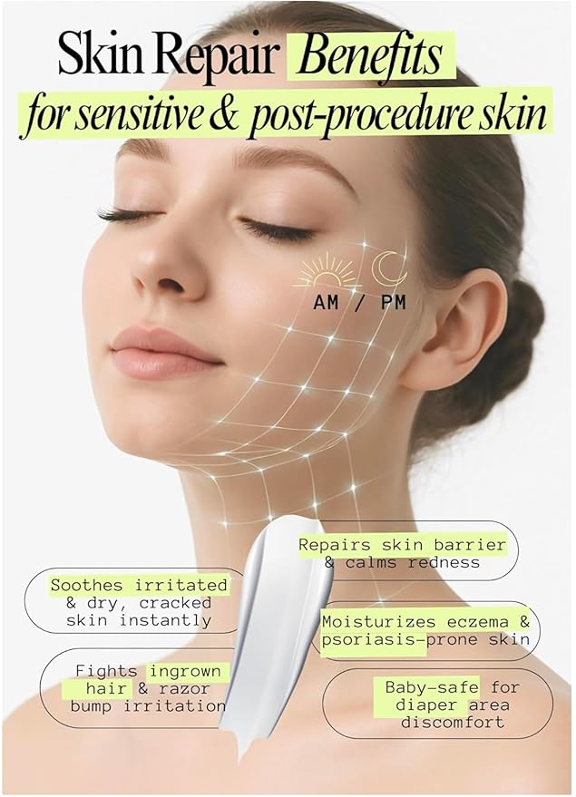 Centella Asiatica + Ceramide Moisturizer with 10% Panthenol – Intensive Skin Repair Cream Forte for Redness, Acne, Burns, Post-Procedure Care – Aloe Vera + Hyaluronic Acid, 3.4 oz