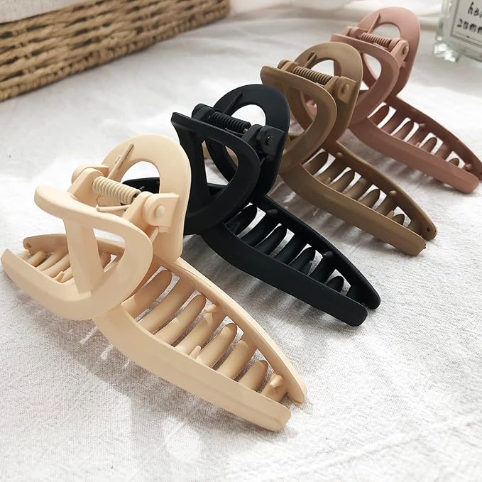 Hair Claw Clips Large 4.3 Inch No Slip Big Matte Glossy Butterfly Clip for Thin Fine, Medium Thick Hair Women, 5 Pack