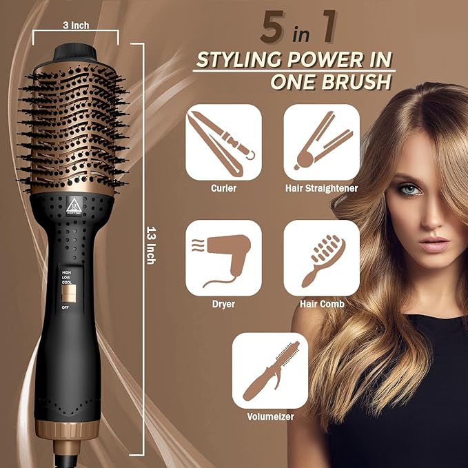 IYASA Oval Blow Dryer Brush, Hot Air Brush for Smooth, Frizz-Free Hair, One-Step Hair Dryer & Volumizer, Professional Salon Quality, Ionic Blow Dryer Styler for All Hair Types, Anti-Frizz