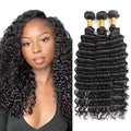 Deep Wave Bundles Human Hair Natural Color Bundles 18 20 22 Inch Niegmeag Hair Grade 8A Brazilian Virgin Hair Extensions Color 1B Loose Deep Wave Bundle