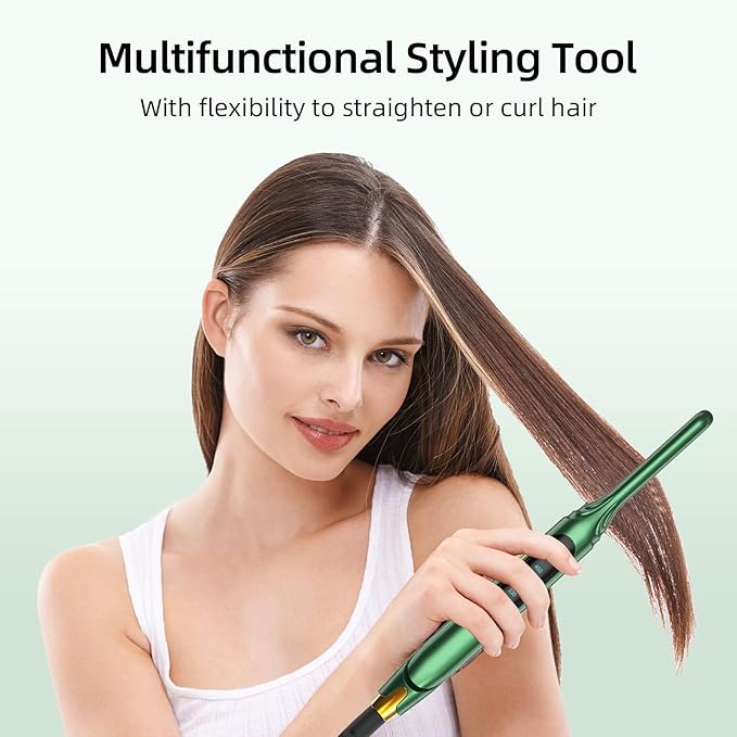 Small Flat Irons for Short Hair, 15s Ultra Fast Heat Up Pencil Flat Iron, Negative Ions Mini Flat Iron for Edges, 3/10'' Travel Hair Straightener with LED Display Auto Shut Off（Green）