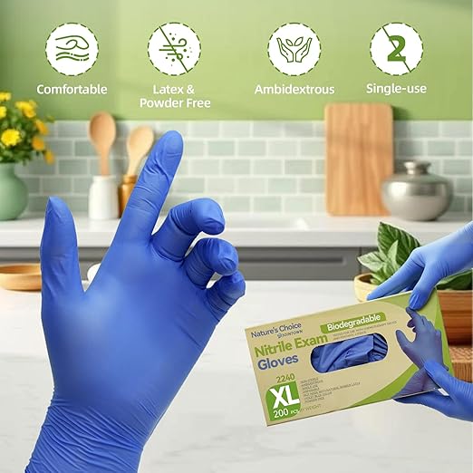 Jointown Biodegradable Nitrile Exam Gloves, Disposable Medical Surgical Gloves, Violet Blue Nitrile Glove, Latex Free, Food Safe, 1000 Count, Medium