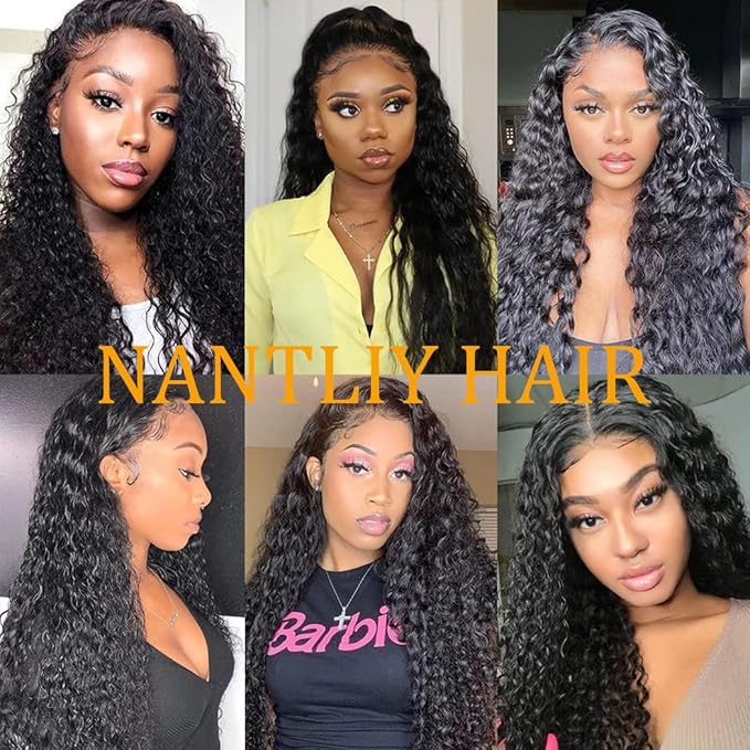 28 Inch Deep Wave Lace Front Wigs Human Hair 13x6 HD Transparent Lace Front Wigs Human Hair 200% Density Deep Curly Glueless Wigs Pre Plucked with Baby Hair for Women