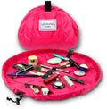 Lay-n-Go Cosmo Layflat Drawstring Cosmetic & Makeup Bag Organizer w/Zipper Pocket, Brush Loops & More, Cinch to Close, Lay Flat to Use, Durable, Machine Wash, Travel Toiletry Bag (20", Pink)