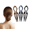 Prestige Hair Pins,French U-Shaped Hair pin 3Pack Elegant Women Hair Accessories Suitable for Thick or Thin Hair (Black, Leopard print, Blue)