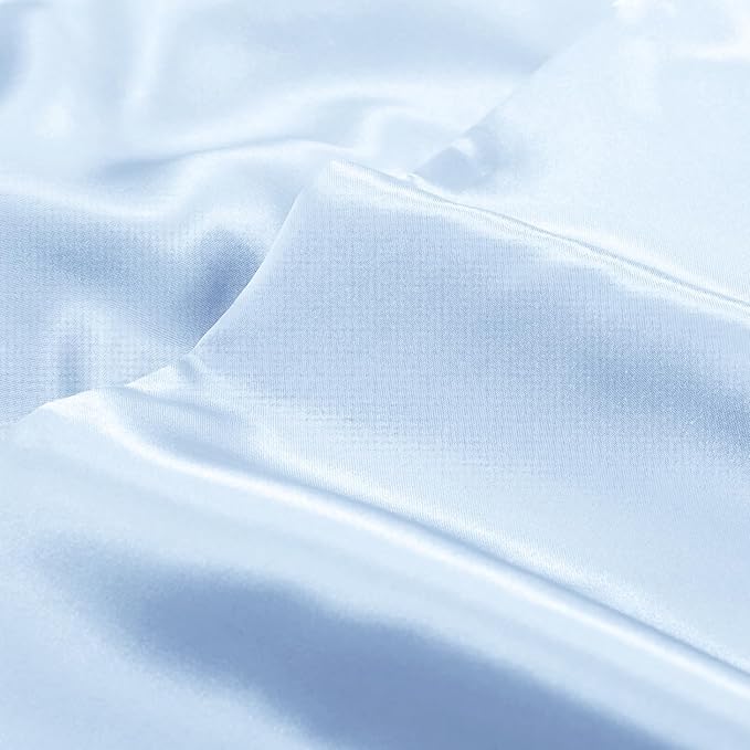 Aormenzy Satin Body Pillow Cover Set of 2, 20x54 Inches Baby Blue Body Pillow Case for Adults, Silky Soft & Cooling with Envelope Closure