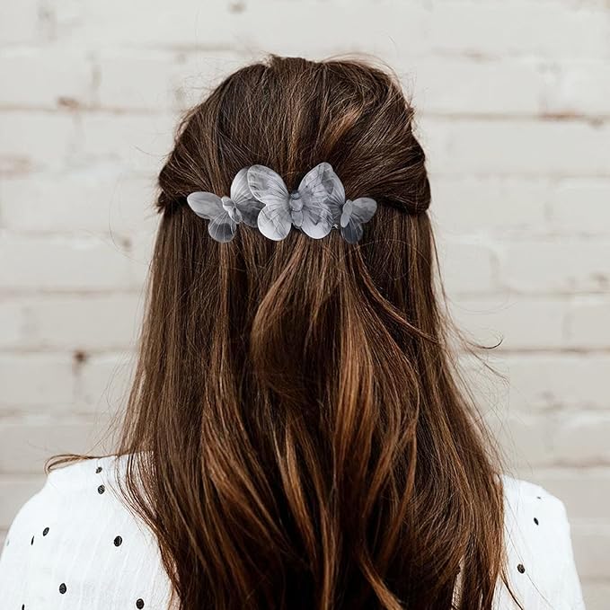 Hair Barrettes, 3pcs Large Hair Barrettes for Thick Hair, Elegant French Barrettes Retro Hair Accessories for Women Daily Wear, Light blue