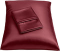 BLISSFORD Satin Pillowcase with Zipper, for Hair and Skin Care, Feels Soft and Cool Like a Silk Pillowcase, Satin Pillow Cases 2 Pack, Slik Pillow Cover, Burgundy, Standard, Set of 2