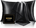 INFIIXSO Mulberry Silk Pillow Case King Size, Silk Pillowcase with Hidden Zipper 20"x36", Extraordinary Smooth and Soft Pillow Cases for Hair and Skin(Black, 1 Pack)
