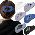 Large Flat Round Hair Clips Oval Claw Clips for Thick Medium Thin Hair 6Pcs Non Slip Strong Hold Barrettes Duckbill Accessories for Women Girls Matte Solid Color Grey Blue