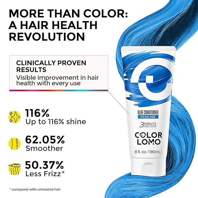 Semi Permanent Hair Color - 6 oz Color Depositing Conditioner with Shea Butter & Almond Oil- Color Conditioner Depositing Hair Mask - Vegan, Paraben, Ammonia & Sulfate Free -Blue