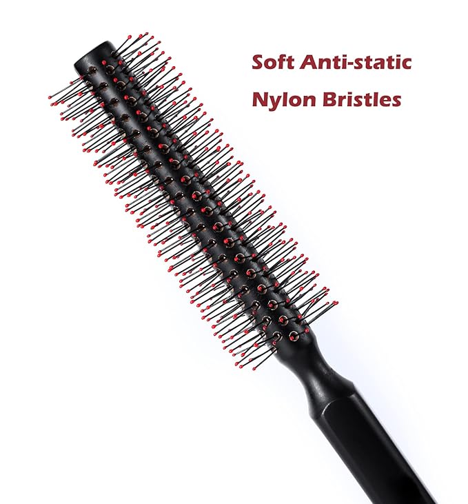 PERFEHAIR Small Round Hair Brush for Blow Drying Short, Thin, Fine Hair, Wooden Styling Blowout Roller Hairbrush with Soft Nylon Bristles, Both for Men & Women, 1.4 Inch